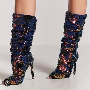 Liliana Sequin Stiletto Boots - Multicolor